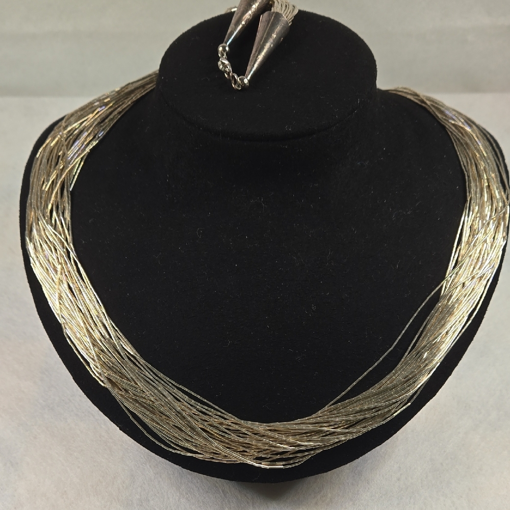 Silver Multi-Strand Choker Necklace